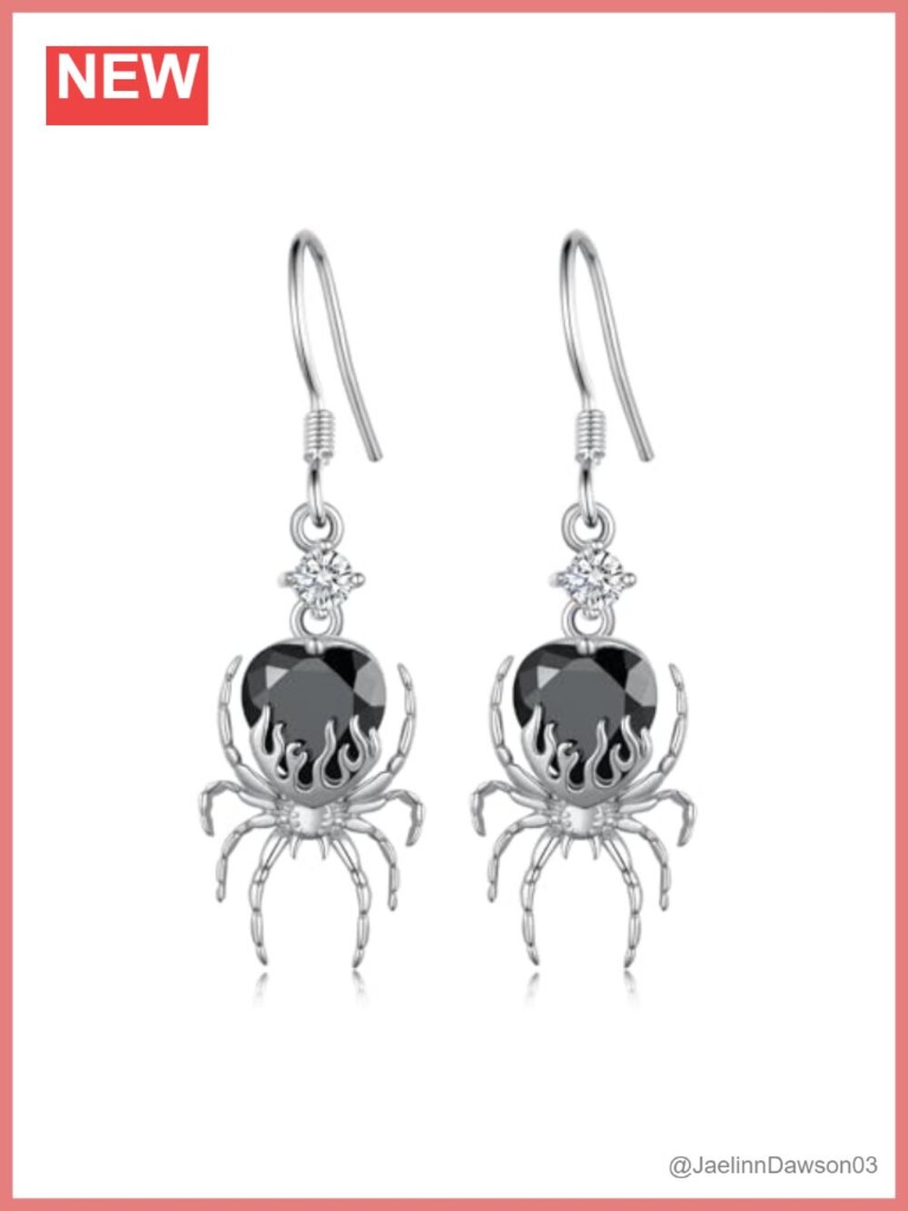 925 Sterling Silver Spider Dangle Earrings Gothic Halloween Gift